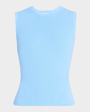 Veronica Beard Sid Sleeveless Ribbed Top