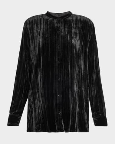 Eileen Fisher Button-Down Crushed Velvet Shirt