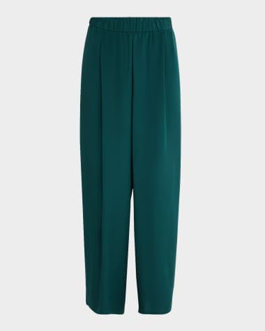 Eileen Fisher Wide-Leg Silk Double Georgette Pants