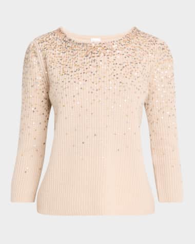 Neiman Marcus Cashmere Collection Cashmere Ombre Sequin Sweater