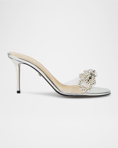 MACH & MACH Double Bow Satin Strass Mule Sandals