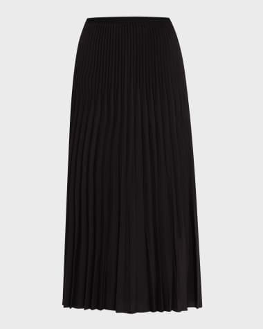 Eileen Fisher Pleated Wool-Silk Midi Skirt