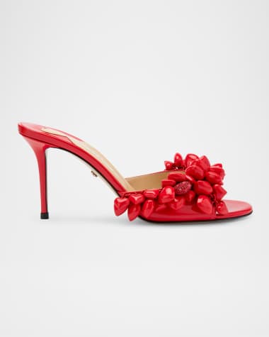 MACH & MACH Puffy Hearts Patent Leather Mules