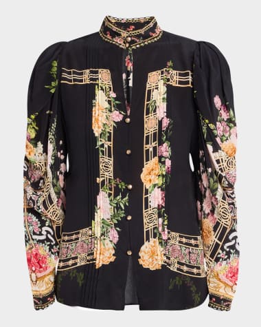 Camilla Adorned In Alexandria Blouse with Draped Sleeves