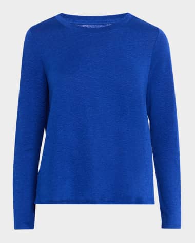 Eileen Fisher Long-Sleeve Organic Linen Jersey Tee