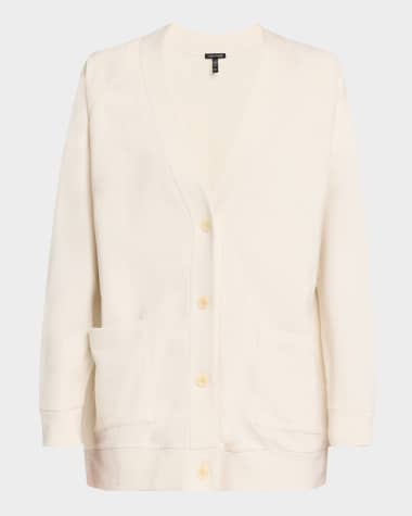 Eileen Fisher Garment-Dyed Organic Cotton Terry Cardigan