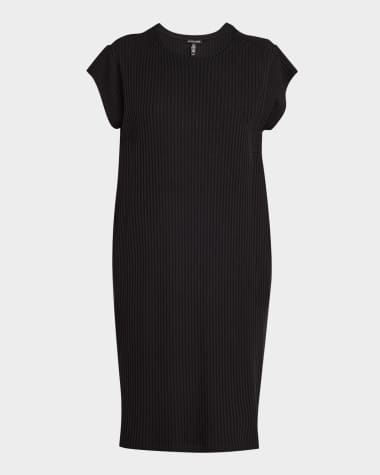 Eileen Fisher Petite Cap-Sleeve Stretch Rib Dress