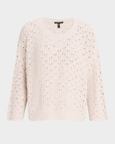 Eileen Fisher Scalloped Lace-Stitch Sweater