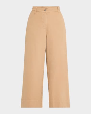Eileen Fisher Petite Cropped Wide-Leg Organic Cotton Pants