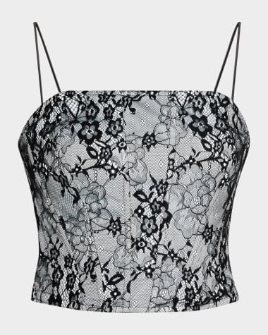 Ungaro Cropped Flocked Lace Corset Blouse
