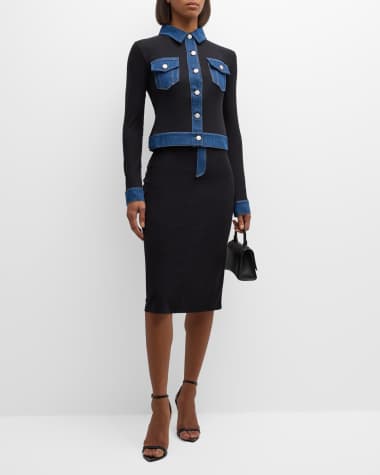 Coperni Second-Skin Rib Denim Top Second-Skin Rib Denim Skirt