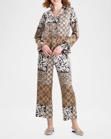 Natori Tapestry Cropped Patchwork-Print Pajama Set
