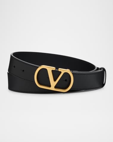 Valentino Garavani Men's VLogo Box Leather Belt
