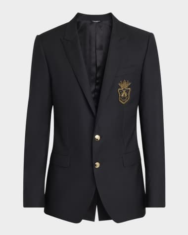 Dolce&Gabbana Men's Peak-Lapel Emblem Blazer