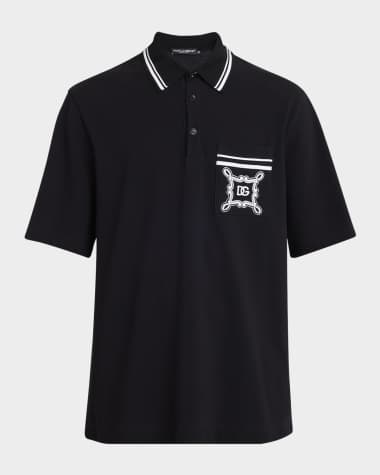 Dolce&Gabbana Men's Bandana-Print Pocket Polo Shirt