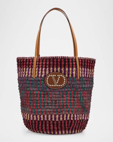 Valentino Garavani North-South Crochet Raffia Tote Bag