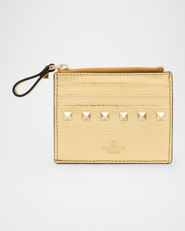 Valentino Garavani Rockstud Metallic Leather Card Case