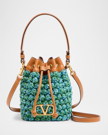Valentino Garavani VLOGO Signature Mini Drawstring Crochet Bucket Bag