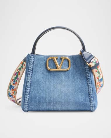 Valentino Garavani Alltime Medium Denim Top-Handle Bag
