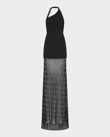 REBECCA VALLANCE Ellasandra Crystal-Embellished Halter Gown