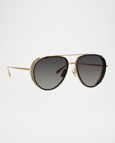 Linda Farrow Dimitri Titanium Aviator Sunglasses