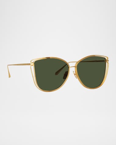 Linda Farrow Dinah Titanium Cat-Eye Sunglasses