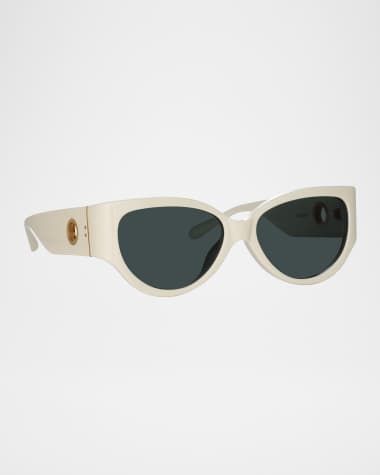 Linda Farrow Connie 18K Gold-Plated Titanium Cat-Eye Sunglasses