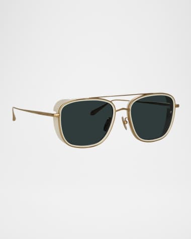 Linda Farrow Jarvis 18K Gold-Plated Titanium Aviator Sunglasses