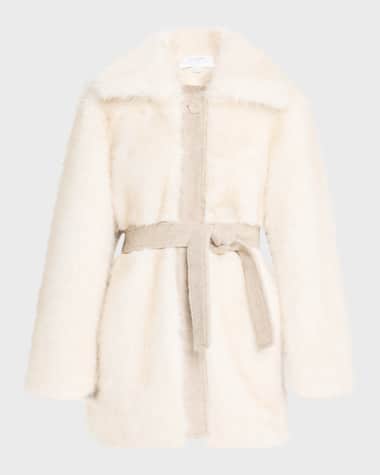 La Ligne Belted Faux Fur Coat
