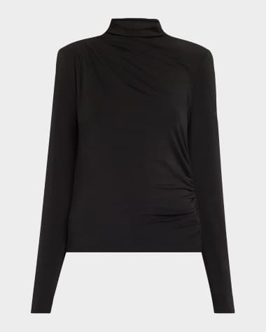 Veronica Beard Mylie Gathered Turtleneck Top