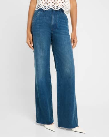 Veronica Beard Taylor High-Rise Wide-Leg Jeans