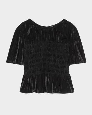 Rails Rosie Smocked Peplum-Hem Velvet Blouse