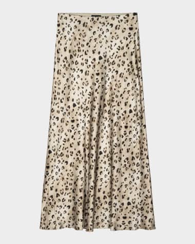 Rails Anya Leopard Satin Midi Skirt