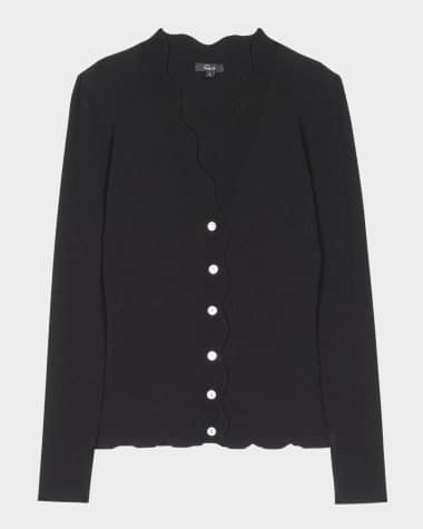 Rails Dita Ribbed Scallop-Trim Cardigan