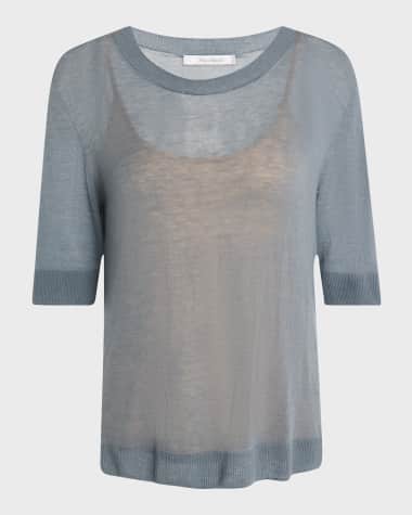 Max Mara Negelia Short-Sleeve Sheer Knit Sweater