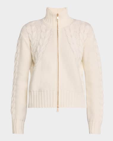 Max Mara Mabel High-Neck Cable Wool Cashmere Jacket