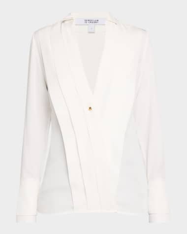Derek Lam 10 Crosby Tiffany Pleated Button-Front Blouse