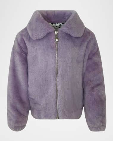 Lola + The Boys Girl's Lavender Sky Faux Fur Jacket, Size 2-14