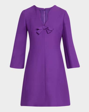 Valentino Garavani Scalloped-Neck Bow Mini Dress