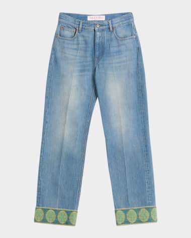 Valentino Garavani Embroidered Cuff Denim Pants
