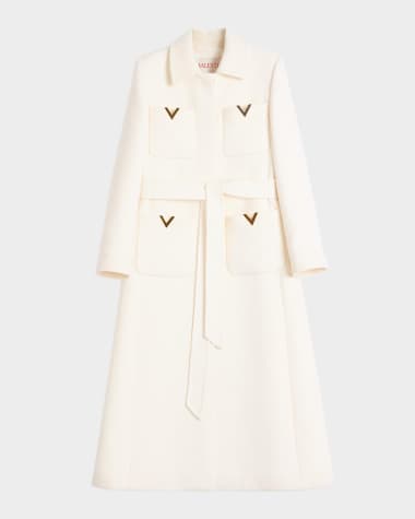 Valentino Garavani V Logo Collared Wool Coat
