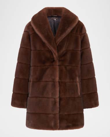Theia Mink Faux Fur Stroller Coat