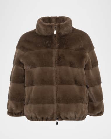 Theia Mink Faux Fur Zip Jacket