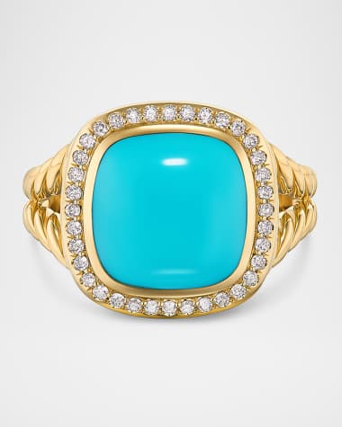 David Yurman Albion Ring with Gemstones and Diamonds in 18K Gold, 11mm