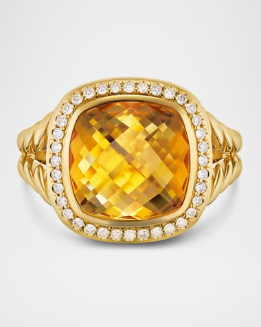 David Yurman Albion Ring with Gemstones and Diamonds in 18K Gold, 11mm