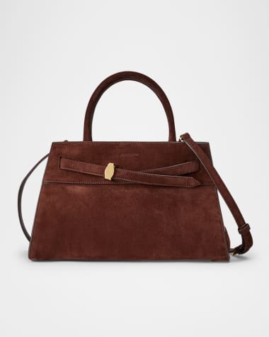 Veronica Beard Dash Belted Suede Top-Handle Bag