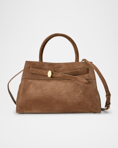 Veronica Beard Dash Belted Suede Top-Handle Bag