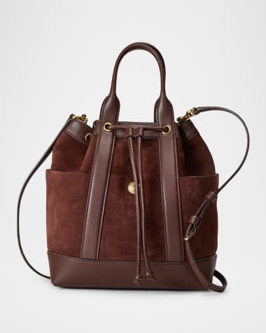 Veronica Beard Goody Drawstring Suede & Leather Crossbody Bag