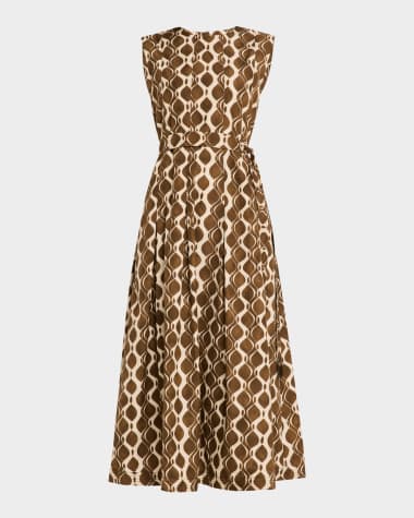 Max Mara Amati Printed Maxi Dress with Tie Belt