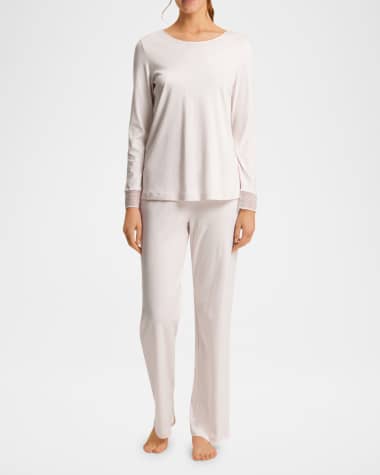 Hanro Sophie Lace-Trim Cotton Pajama Set